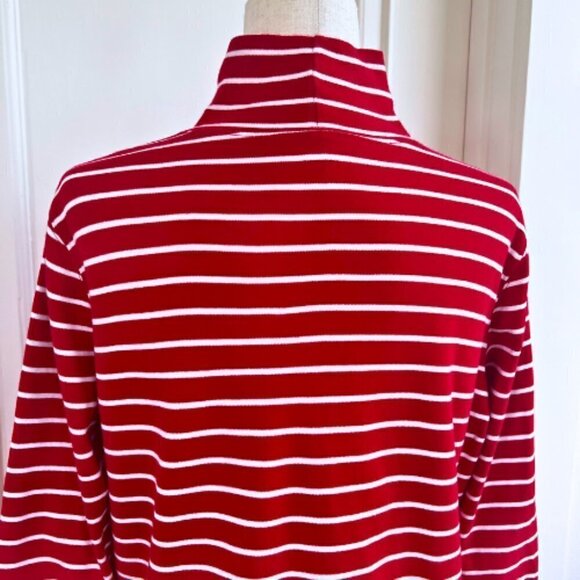 LANDS END Striped Red White Knit Turtleneck Size L - Picture 8 of 15